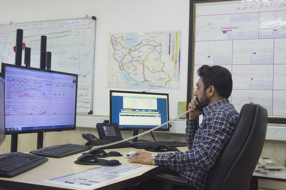 Dispatcher coordinating routes and driver communication from an operations desk